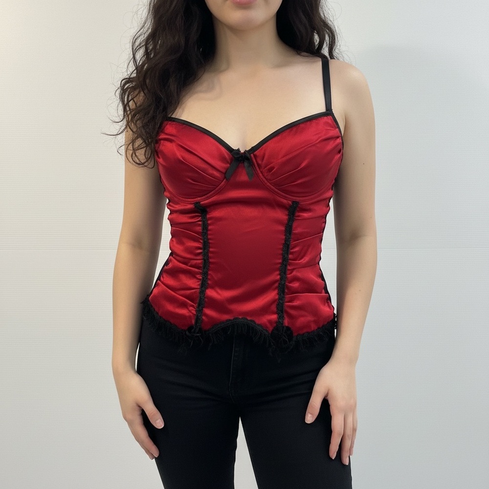 Vintage Fredrick’s of Hollywood red and black corset romantic gothic vampire